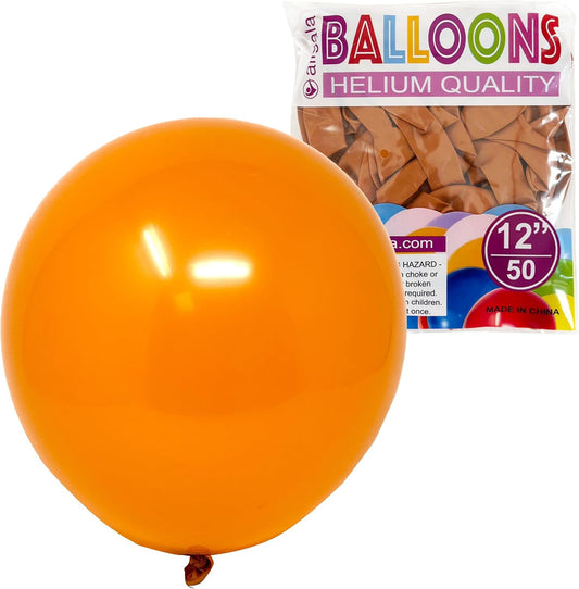 Allgala Helium Grade Latex Balloons - Bulk Balloon Pack | Ideal for Birthday Party Decorations, Gender Reveal, Thanksgiving | Thick and Strong Colored Balloons for Events | 50 pcs 12" - Retro Orange