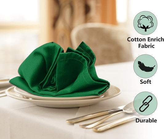Ruvanti Cloth Napkins Set of 6, 18x18 Inches Napkins Cloth Washable, Soft, Durable, Absorbent, Cotton Blend. Table Dinner Napkins Cloth for Hotel, Lunch, Restaurant, Wedding Parties - Dark Green