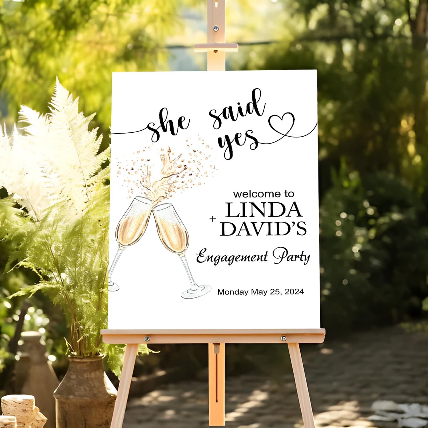 Boho Champagne Cheers Brunch and Bubbly Rustic Engagement Party Sign, Boho Engagement Party Welcome Sign, Engagement Party Welcome Sign, Engagement Yard Sign