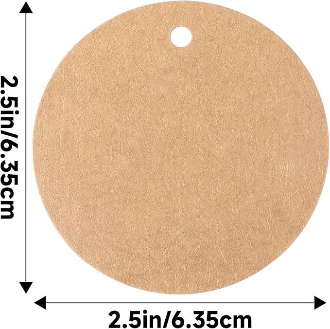 G2PLUS Round Gift Tags with String-2.5 Inches Blank Circle Kraft Paper Tags 100 PCS Large Round Craft Labeling Tag for Wedding, Birthday, Christmas Party Favors