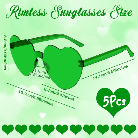 PLULON Heart Sunglasses for Women 5/12/25 Pcs, Heart Glasses Valentine Day Rimless Shaped Candy Color Fun Glasses Party Favor