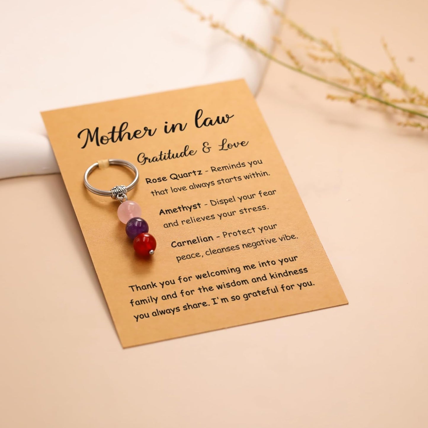 PRCOLUX Natural Healing Crystal Keychain Gifts for Women, Best Friend, Mom, Aunt, Wife Birthday Christmas Graduation Gifts