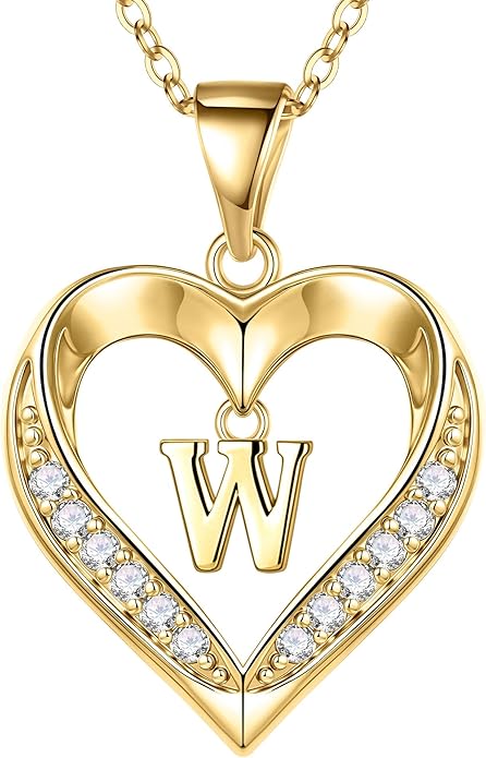 TURANDOSS Valentines Day Gifts for Kids Teen Girls - Heart Initial Necklaces, Dainty 14K Gold Plated CZ Heart Letter A-Z Pendant Necklace Trendy Jewelry Valentines Day Gifts for Wife Girlfriend