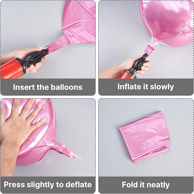 PartyWoo Pearl Pink Foil Balloons 6pcs 22 Inch Large Round Foil Big Giant 4D Jumbo Inflatable Mirror Ball Mylar Balloons for Baby Shower Birthday Gender Reveal Tea Princess Party Decorations