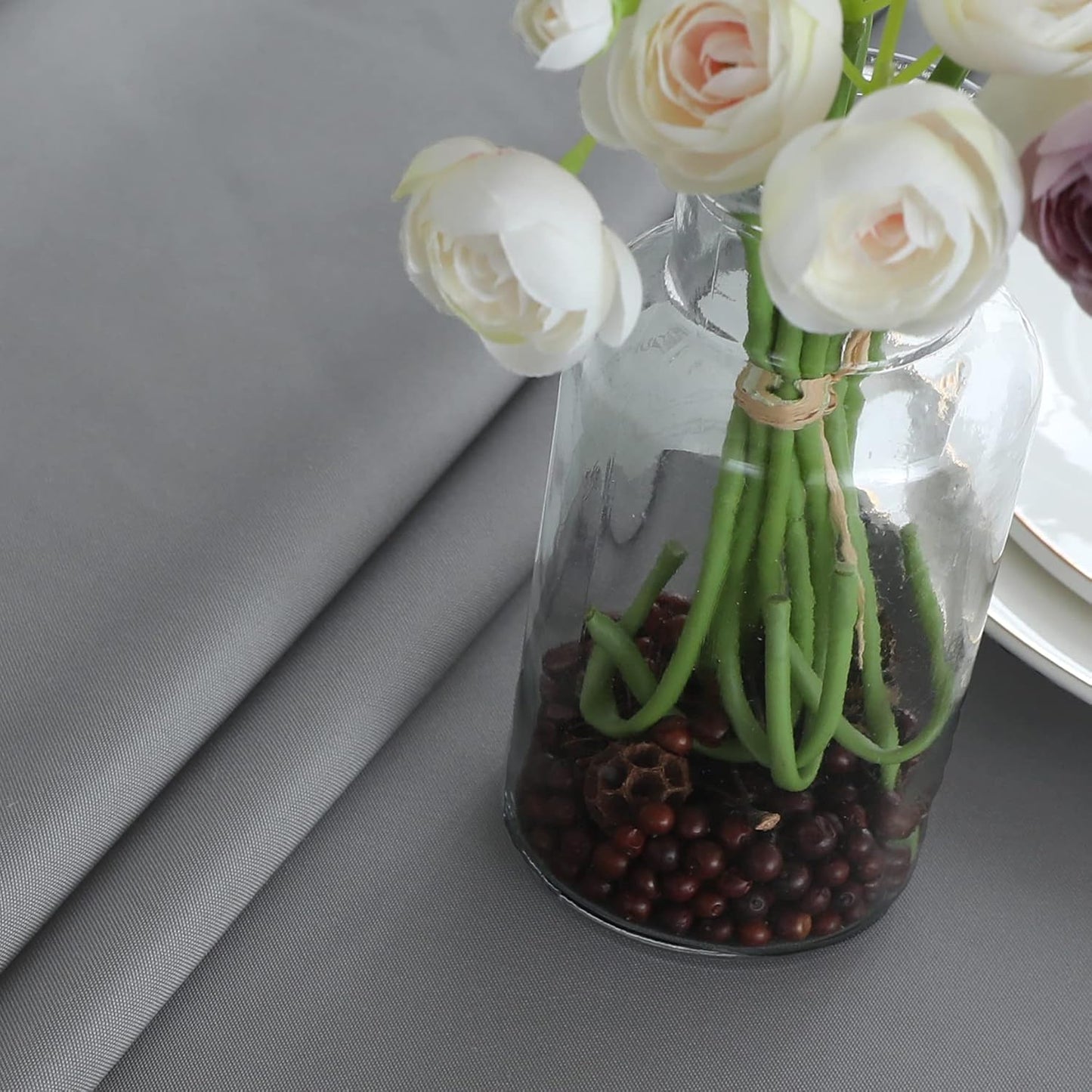 FOLINS&HOME Light Grey Rectangle Tablecloth 60 x 120 Wrinkle Free Waterproof Polyester Table Cloths, Spillproof Heavy Duty and Washable Table Cover for Party, Indoor and Outdoor-Oblong/Rectangular