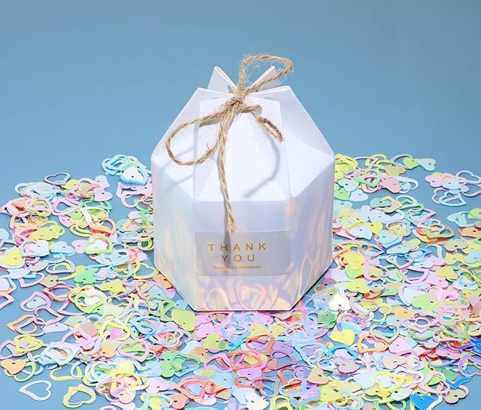 ONLYKXY 1200Pcs Love Heart Shaped Confetti, Table Wedding Decoration, Glitter Confetti for Wedding Party (Glitter Multi-color)