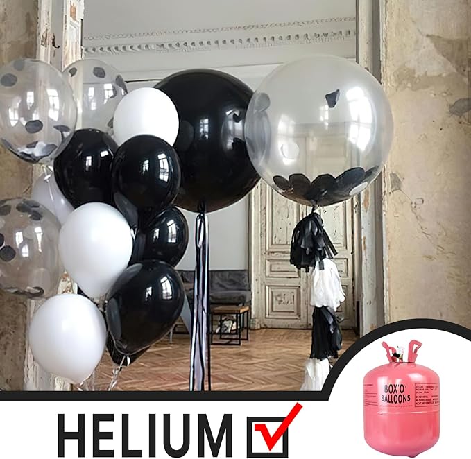 PartyWoo Black Foil Balloons 20pcs Different Sizes Pack of 22 15 10 Inch Large Round Foil 4D Inflatable Mirror Ball Mylar Balloons for Halloween Graduation Birthday Retirement Party Decorations