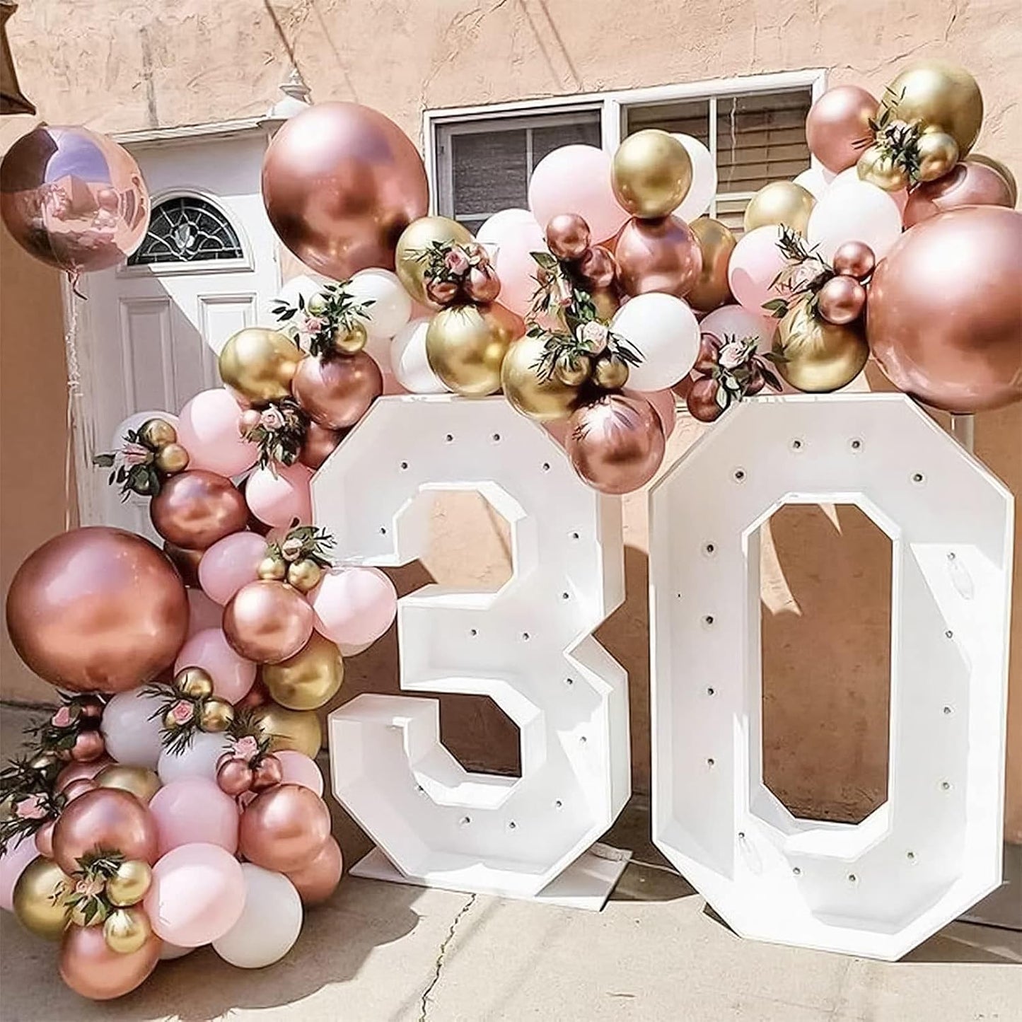 RUBFAC 129pcs Rose Gold Balloons Different Sizes 18 12 10 5 Inches, Latex Balloon Garland Arch Kit for Birthday Party Valentine's Day Baby Shower Graduation Wedding Holiday Decoration