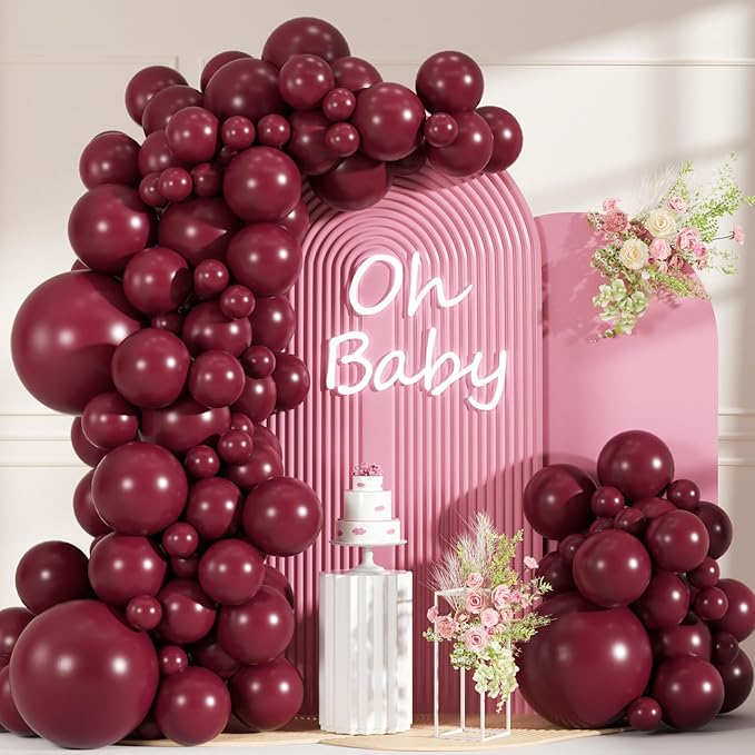 99pcs Burgundy Balloons, Different Sizes Burgundy Red Balloons 18/12/10/5 Inch Maroon Balloon Arch Kit for Anniversary Graduation Wedding Birthday Mother's Day Party Decorations