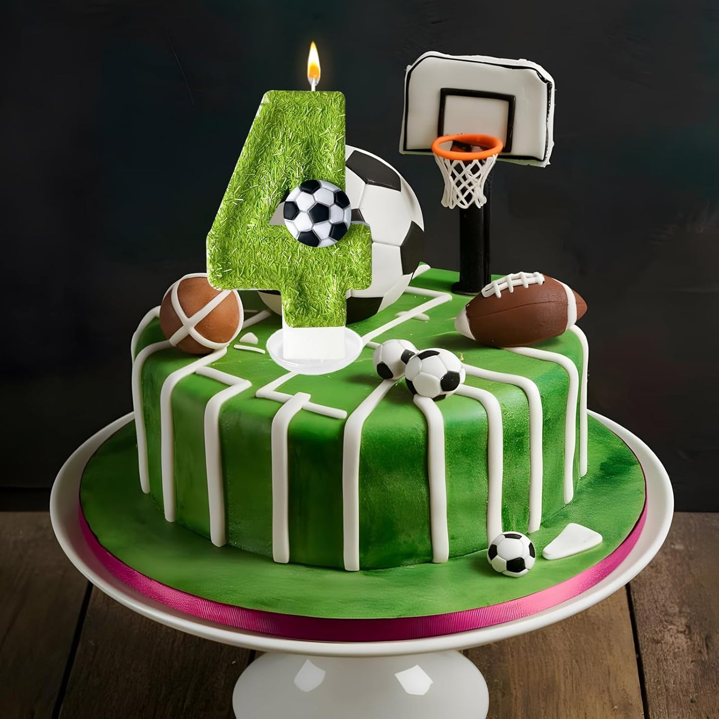 4th Birthday Candles，Soccer Birthday Decorations，Suitable for Girl and boy Cake Toppers, Wedding Cakes, Anniversaries, Party Celebrations, Birthday Decorations