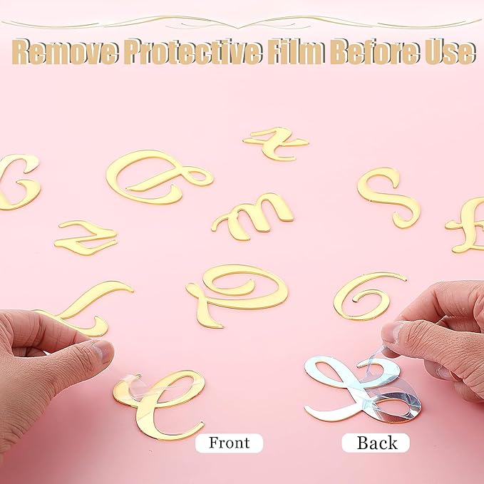 64 Pcs Acrylic Number Alphabet Cake Topper DIY Personalized Name Cupcake Toppers with A-Z Letter 0-9 Number Happy Birthday Set Suitable for Wedding, Birthday, Party Decoration (Gold)