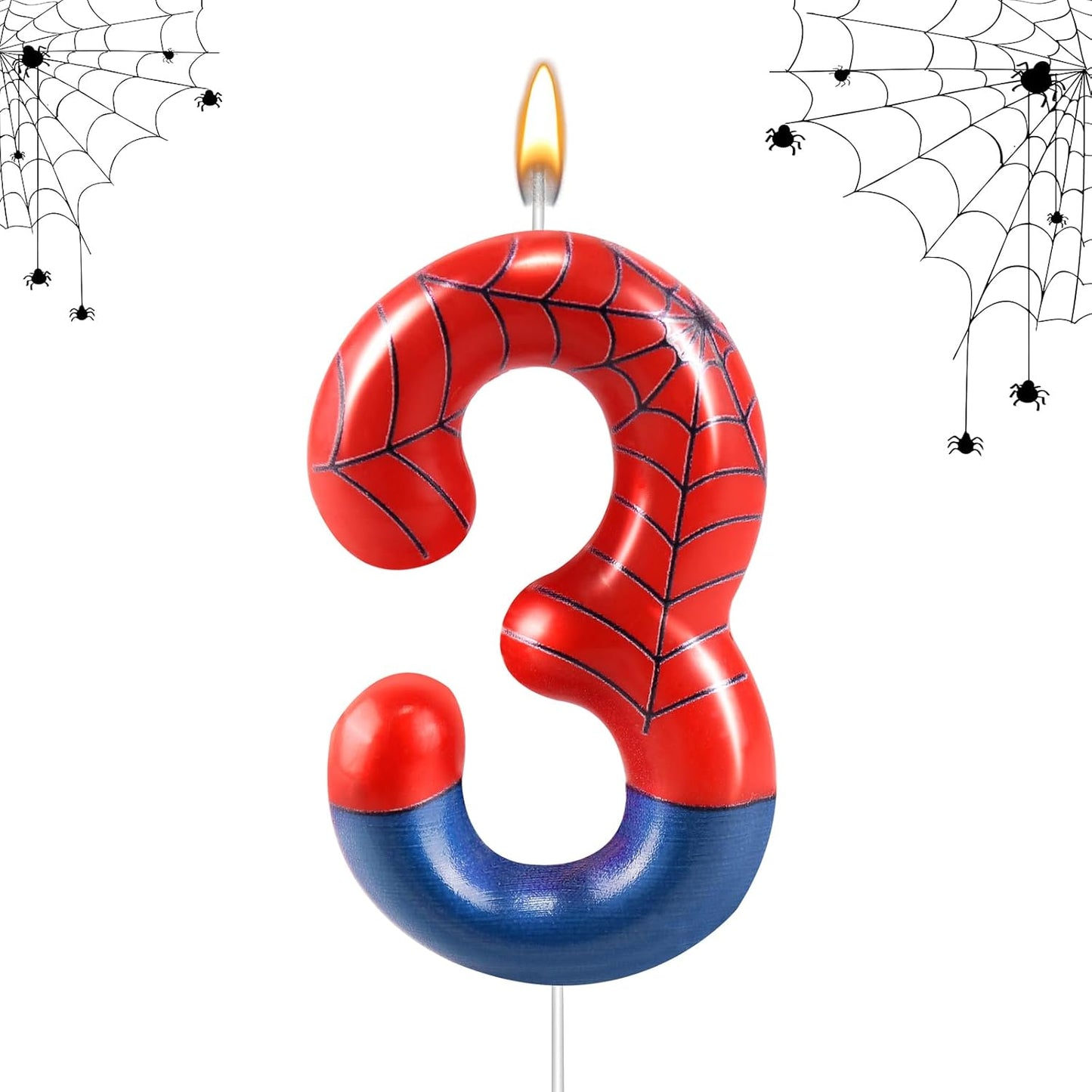 Spider Themed Birthday Candles Number 3 Candle Birthday Cake Candle Party Decoration Cake Topper for Spider Party Decoration Theme Party Supplies (Number 3)