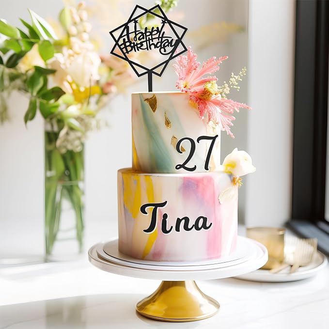 Teenyyou 68 Pcs Acrylic Alphabet Number Cake Topper 0-9 Number and A-z Letters Personalized Cake Picks Decor DIY Name Cupcake Toppers Christmas Wedding Baby Shower Party(Black)