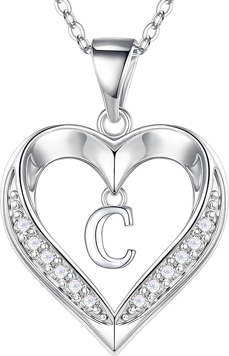 TURANDOSS Valentines Day Gifts for Kids Teen Girls - Heart Initial Necklaces, Dainty 14K Gold Plated CZ Heart Letter A-Z Pendant Necklace Trendy Jewelry Valentines Day Gifts for Wife Girlfriend