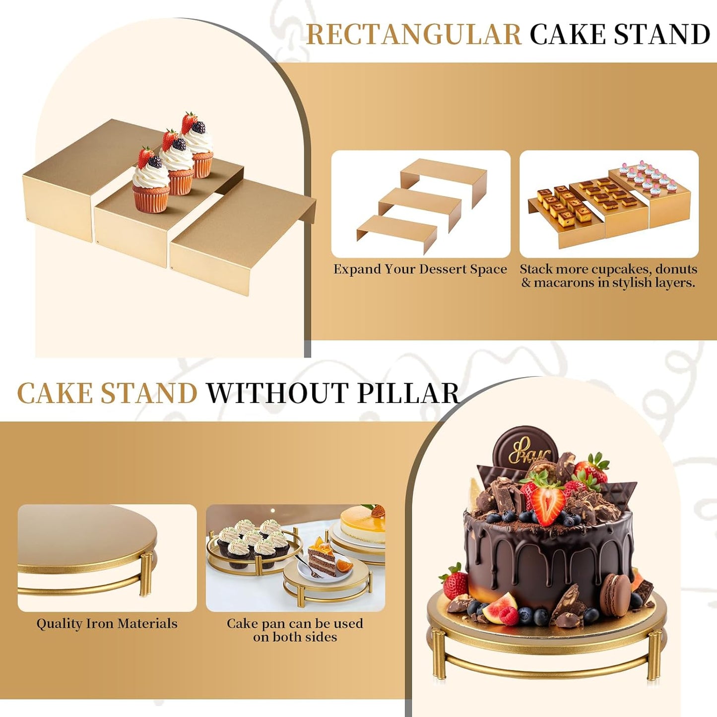 12 PCS Gold Cake Stand Set with Gold Pedestal Cake Stand and Cake Cutter Pie Spatula, Dessert Table Display Set for Wedding, Party, Birthday, Baby Shower, Event Bridal Celebration