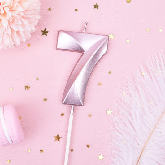PHD CAKE 2.76 Inch Diamond Rose Gold 7 Number Birthday Candles, Rose Gold Number Candles, Cake Number Candles, Party Celebration