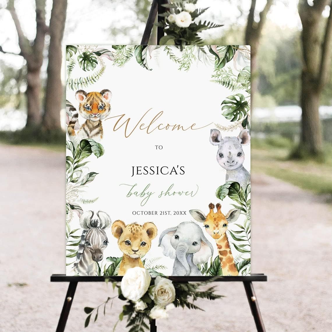 Generic Safari Baby Shower Welcome Sign, Gender Neutral, Plastic, Full Size