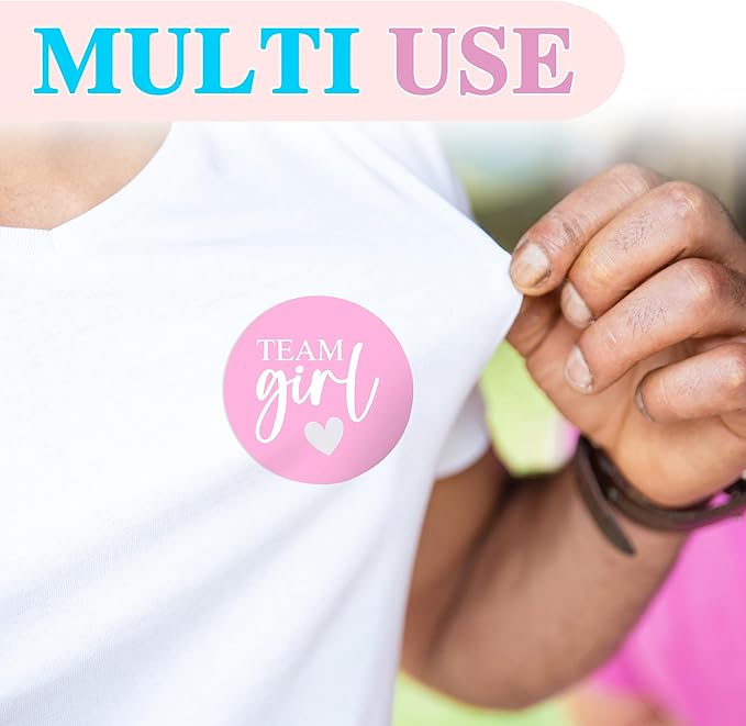 Pink or Blue Baby Gender Reveal Party Stickers – 100 Count (50 Team Boy + 50 Team Girl) – Gender Reveal Decorations & Voting Labels for Guests