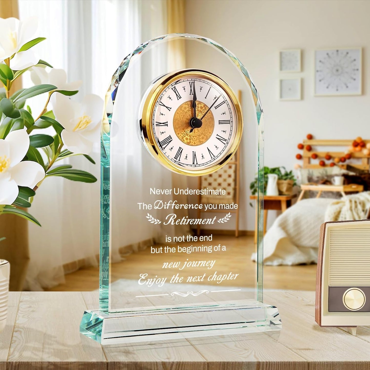 Retirement Gifts for Men/Woman - Premium Glass Retirement Clock, 2025 Happy Retirement Engraved Inspirational Gift for Retired Friends, Coworker, Boss, Leader, Employee Farewell Present (ETNC)