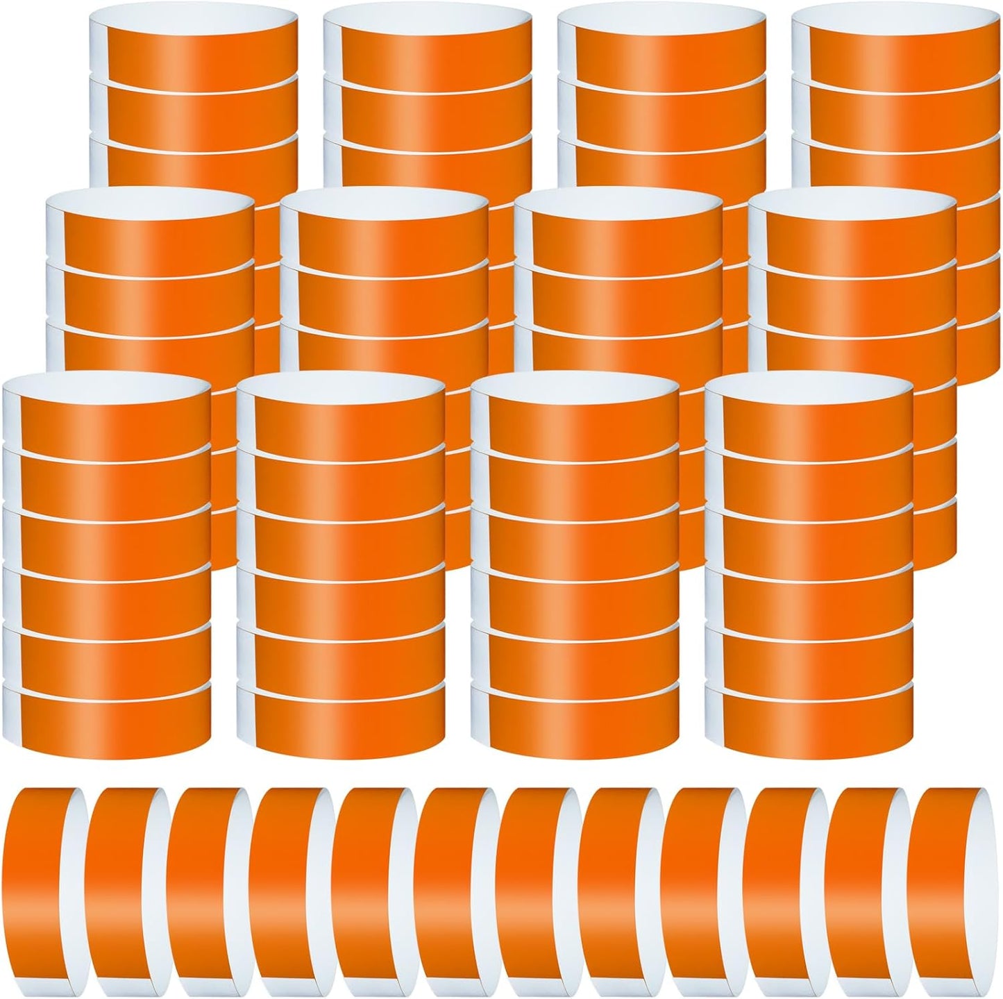 1200 Pcs Plastic Paper Wristbands for Events Neon Color Wrist Bands Concert Identification Wristbands Paper Bracelets Wristbands Party Hand Bands (Orange)