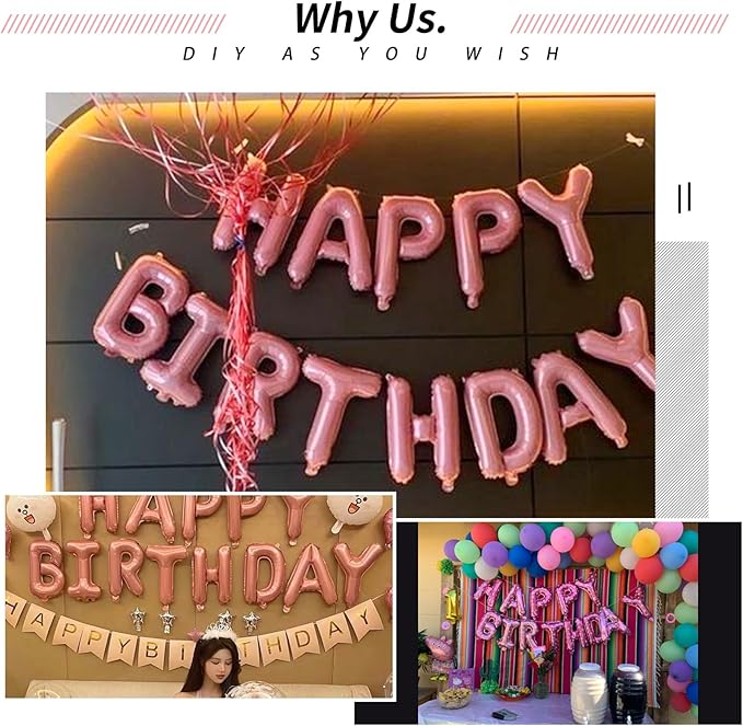 [52 PCS] 16" Foil Pink Letter Balloons 2 Sets of A-Z, Mylar Aluminum Hanging Alphabet for Girls Graduation New Year eve Birthday Party Valentine's day Decorations