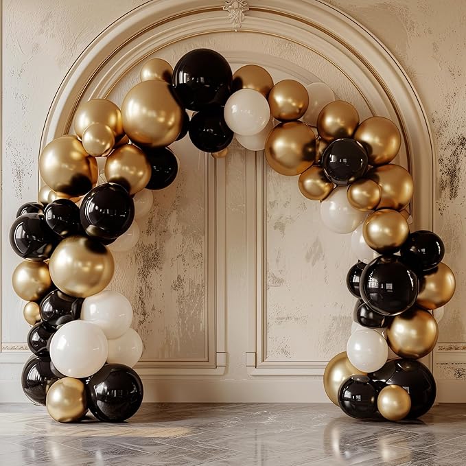 RUBFAC 120pcs Balloons for Birthday Baby Shower Graduation Anniversary Wedding Party Supplies Garland Arch Decoration,5 Inches,Black