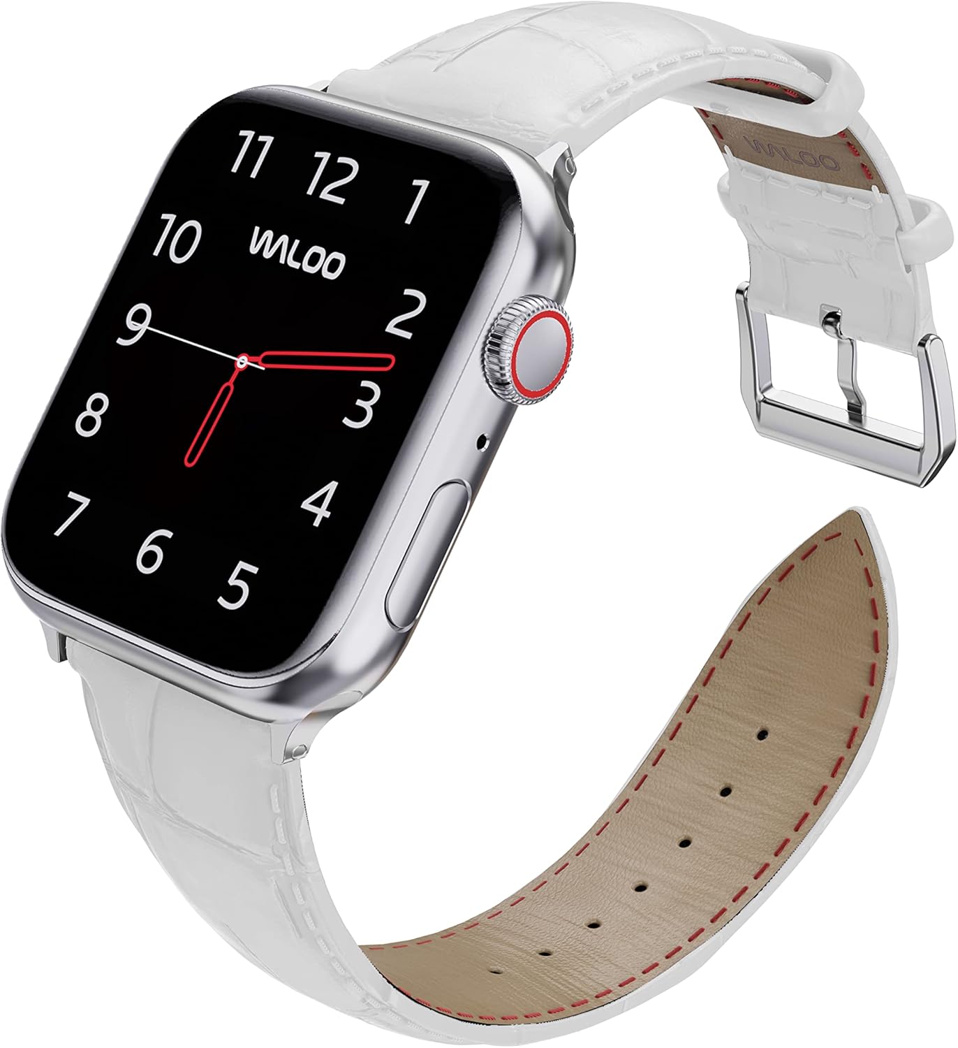Waloo Genuine Leather Crocodile Embossed Design Alligator Replacement Watch Band Compatible With Your Apple Watch Series 10/9/8/7/6/5/4/3/2/1/SE/Ultra Fits Sizes 38mm, 40mm, 41mm, 42mm, 44mm, 45mm, 46mm, 49mm