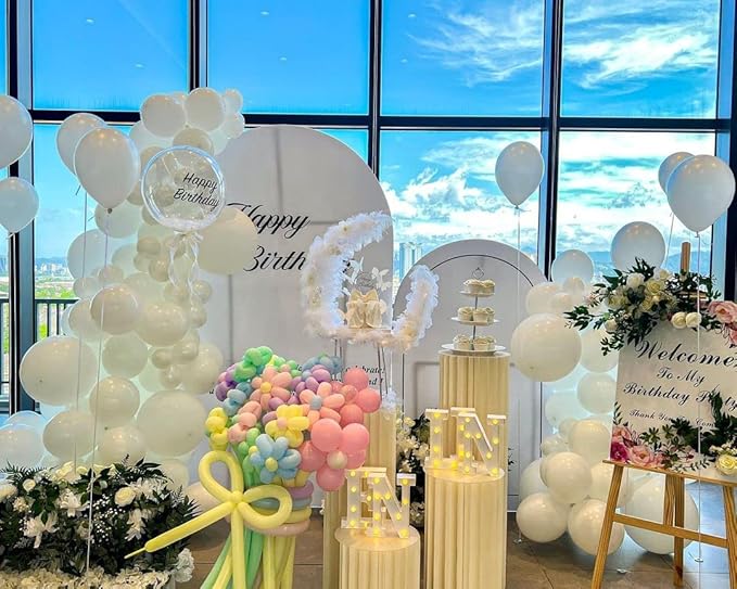KBZVNAF White Balloons Latex Party Balloons - 50 Pack 12 inch Helium Matte White Balloons for Wedding Graduation Baby Shower Birthday Anniversary Party Decorations