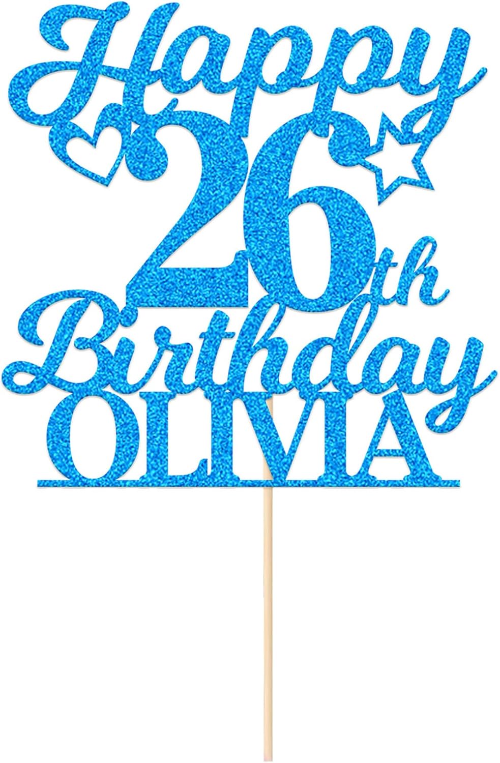 Personalized Happy Birthday Cake Toppers Birthday Cake Topper Gifts for Women Men Custom Glitter Cake Toppers with Any Name & Age for 18th 21st 30th 40th 50th 60th Cake Decorations (Blue)
