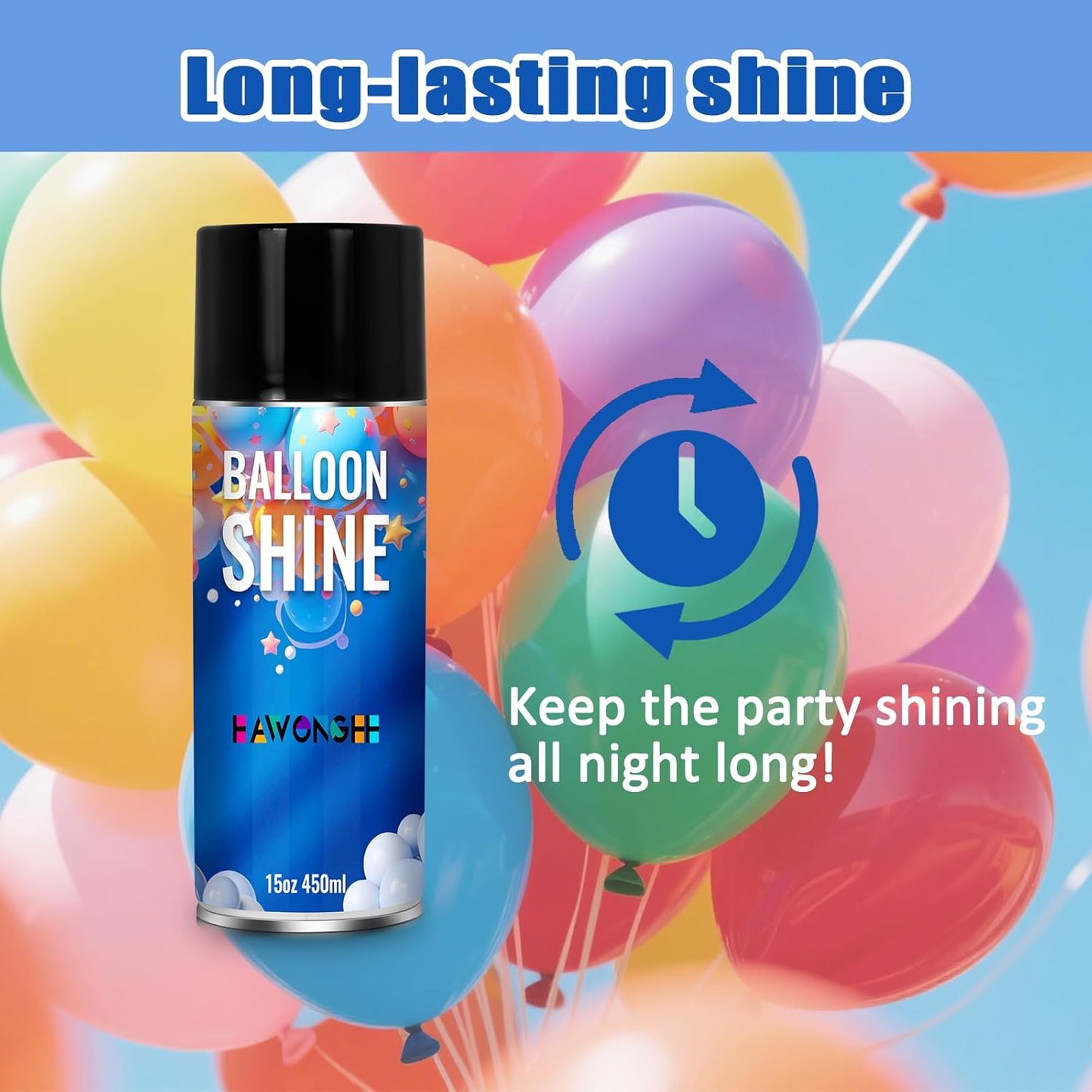 EAWONGEE Balloon Shine Spray, 450ml, Waterproof High Gloss Finish for Party Balloons
