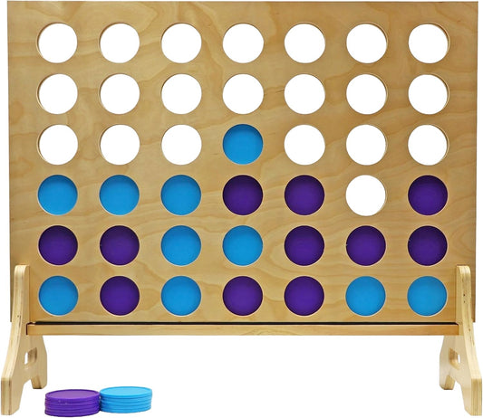 Tailgating Pros Premium Giant Four in a Row with Carrying Case - Jumbo Oversized Outdoor Yard Game - Connect Multiple Pucks in a Row to Win - Many Puck Colors Available!