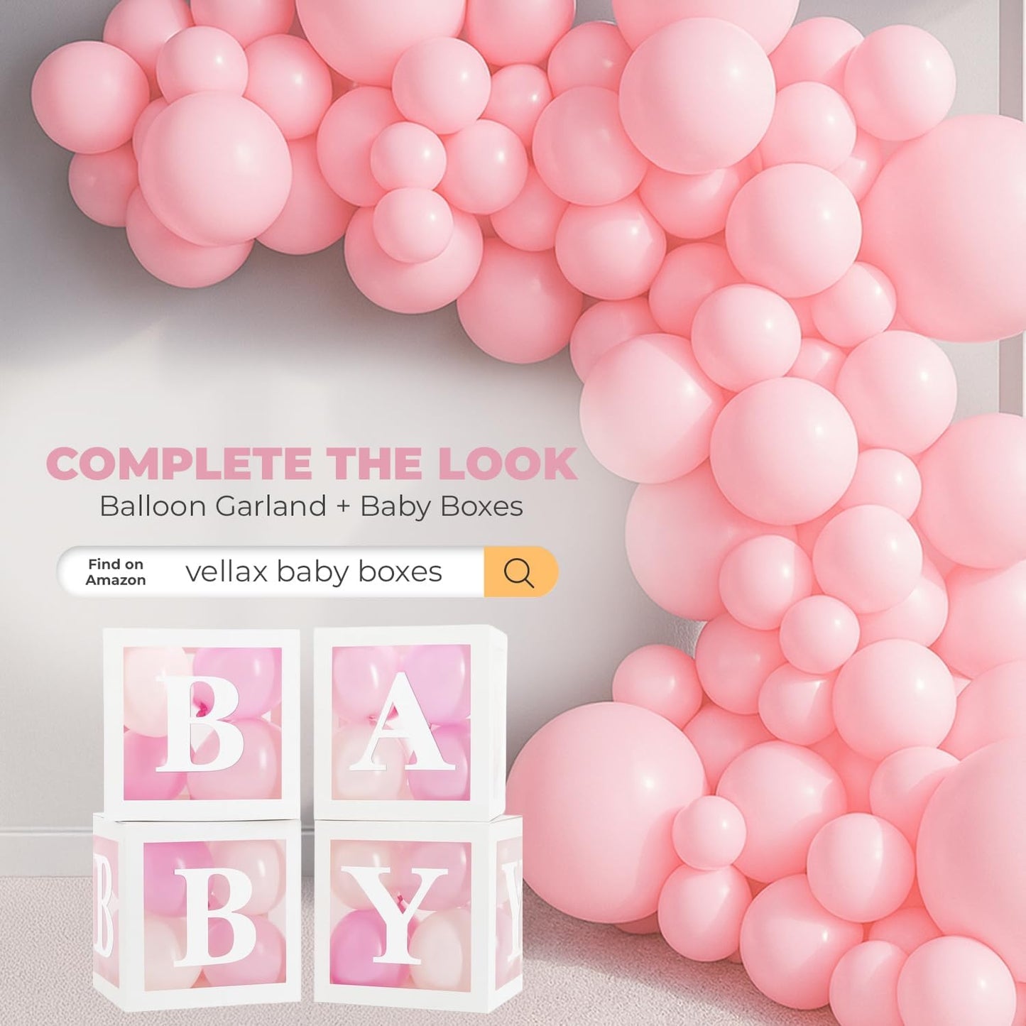 Balloon Garland Arch Kit – 146 Pcs Light Pink Balloons for Baby Shower, Birthday, Gender Reveal, Wedding Party – DIY Kit by Vellax™