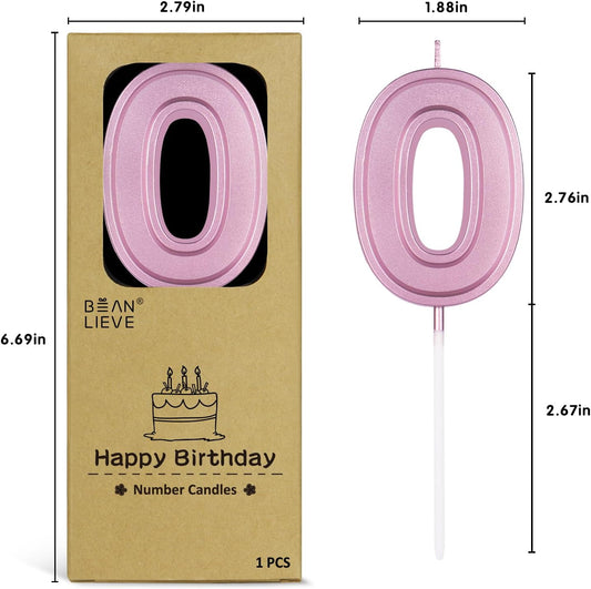 BEAN LIEVE Rose Gold Birthday Candles Number 0, Rose Gold Number Candles, Cake Number Candles for Birthday Parties and Wedding Anniversary Celebrations