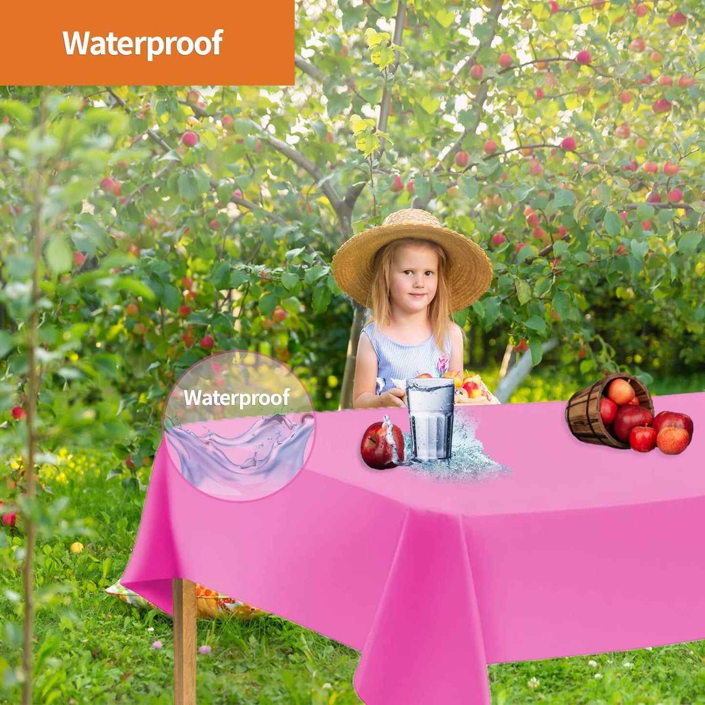 Pink Disposable Plastic Tablecloth for Rectangle Tables (48 Pack) Premium Decorative Table Cloths for Parties, Events & Weddings, Indoors & Outdoors, 54 x 108 inches