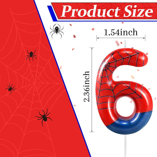 Spider Themed Birthday Candle Number 6 Candle Birthday Cake Candle Party Decoration Cake Topper for Spider Party Decoration Theme Party Supplies (Number 6), ZHX-306