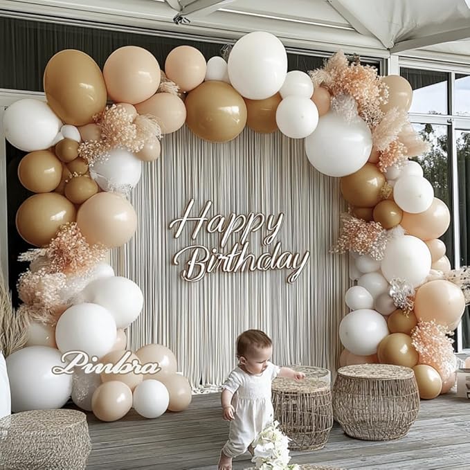 Double Stuffed White Balloon Garland - Pastel White Balloons Different Sizes 18/12/5 Inch Matte Latex Arch for Birthday Baby Shower Bridal Shower Wedding Easter Party Decorations