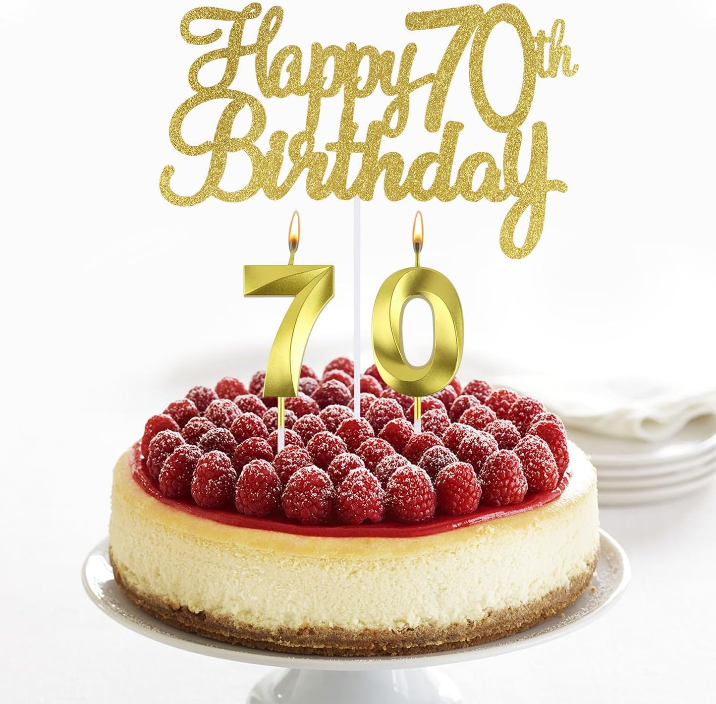 70th Birthday Candles, Happy 70th Birthday Cake Topper, 70 th Birthday Cake Decorations, 70 Cake Topper Number 70 Candles, 70 Birthday Decorations for Men and Women (70)