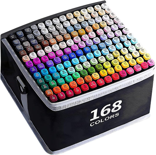 Alcohol Markers 168 Colors with Base Drawing Pen Dual Tip Art Markers for Sketch Anime Illustrations