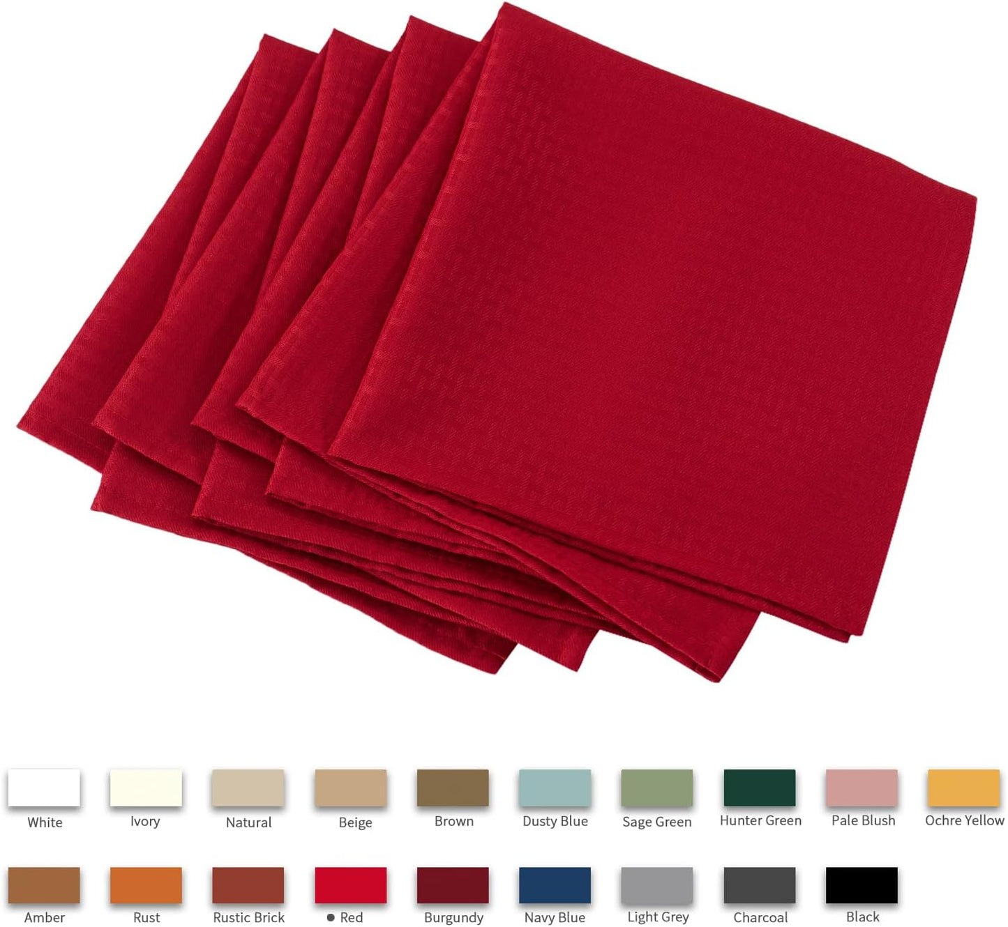 maxmill Jacquard Cloth Napkins 20 x 20 Inch Weaved Texture Pattern Soft Comfortable and Luxury Serviette for Christmas Family Dinners Parties and Banquets Set of 4 Pieces, Red