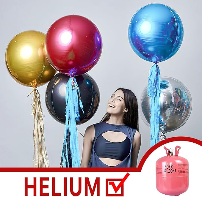 PartyWoo Red Foil Balloons 3pcs 50 Inch Large Round Foil Big Giant 4D Jumbo Inflatable Mirror Ball Mylar Balloons for Graduation Birthday Anniversary Casino Cherry Citizenship Party Decorations