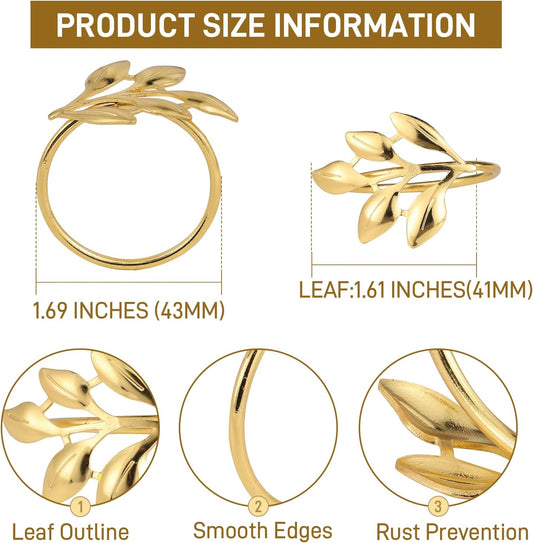 20 PCS High End Gold Leaf Shaped Napkin Rings - Suitable for Hotel Table Setting/Banquet Tableware/Home Dining Table Decoration.
