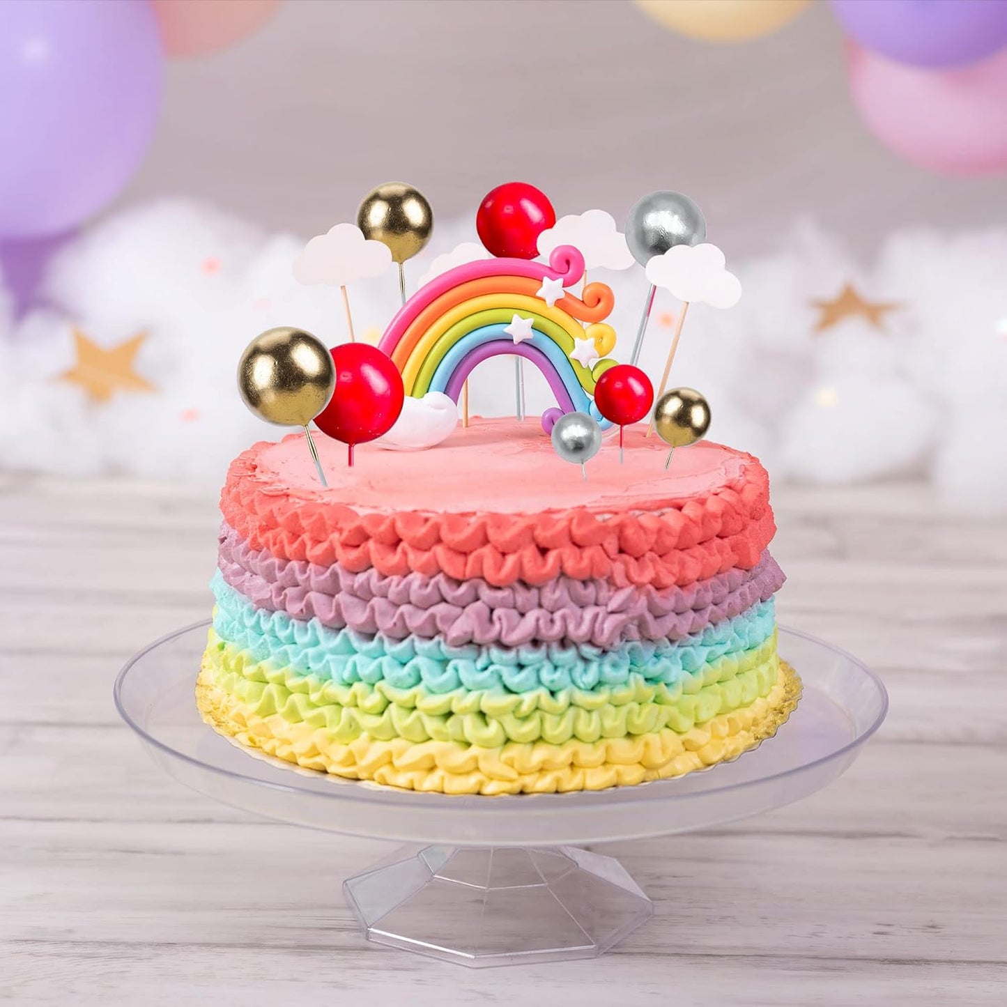 Gyufise 30Pcs Christmas Mini Balloon Cake Topper Foam Ball Cake Picks Cupcake Faux Pearl Balls DIY Cake Insert Topper Decoration for Anniversary Graduation Birthday Party Baby Shower Red Gold Silver