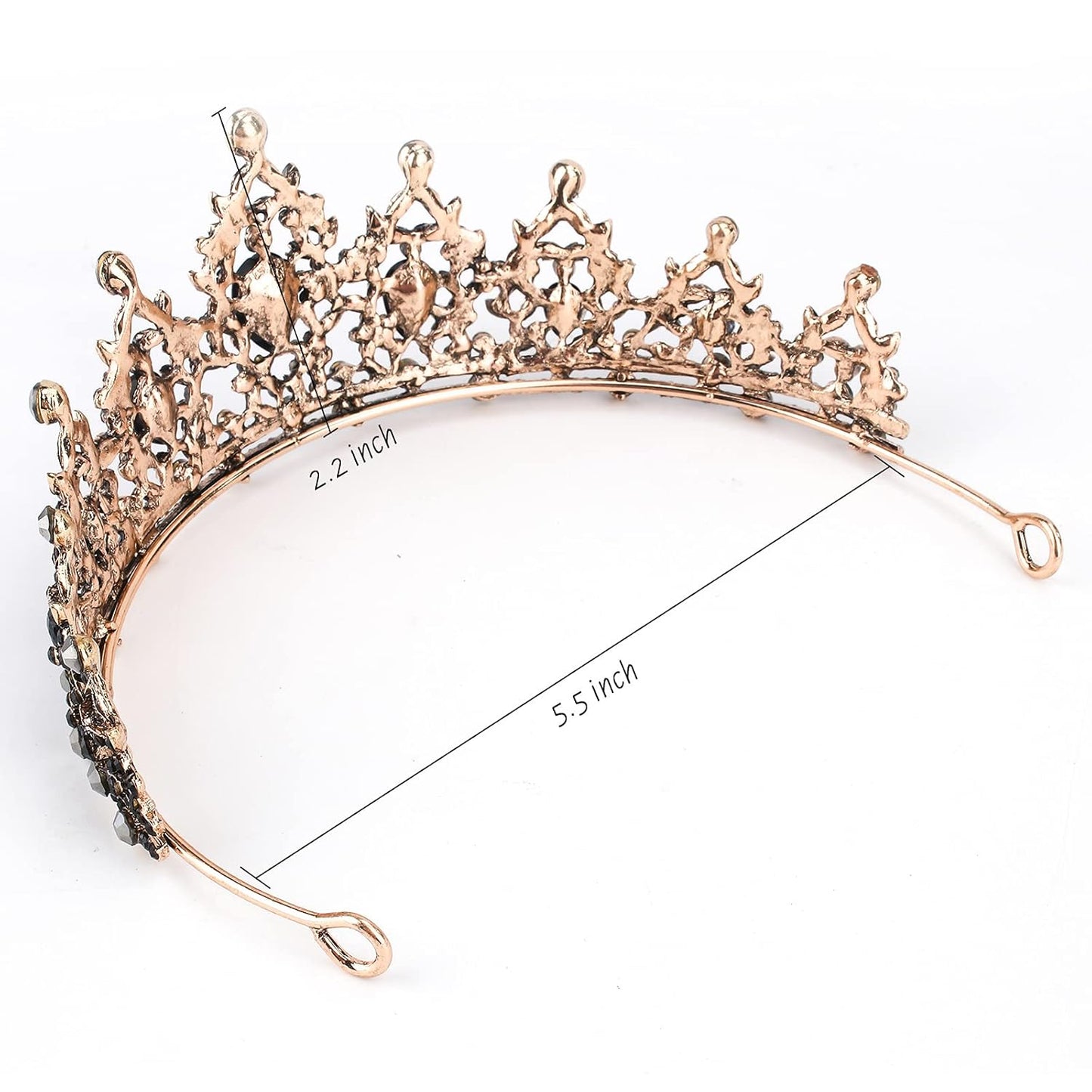 CAVETEE Gothic Crown Headpiece - Black Baroque Tiara with Vintage Rhinestones for Women & Girls - Halloween, Birthday, Wedding & Bridal Occasions