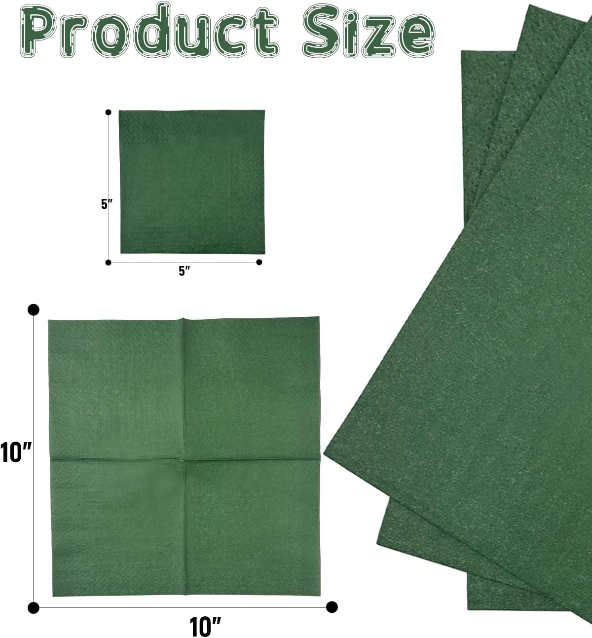 Christmas Green Cocktail Napkins 5 * 5inch disposable Beverage Napkin paper for Cocktail, Wedding, Dinner，Birthday Party Dessert Wine Paper Napkins（ 120 Count）