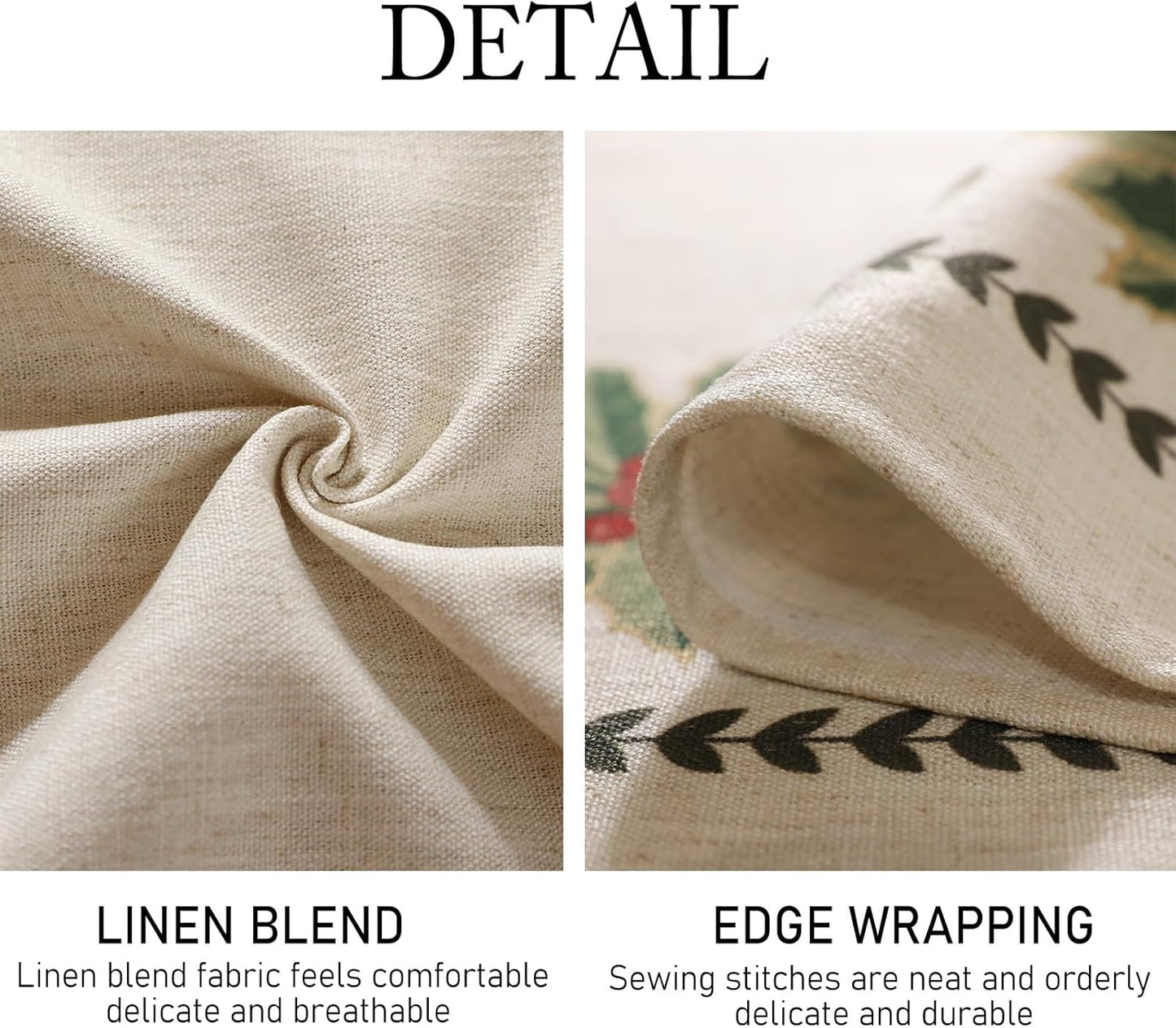 ISAENNE Designer Christmas Linen Rectangular Tablecloth,Light Beige Western Elegant Table Cloth,Wrinkle Resistant Decor Tablecloths for Dining Thanksgiving Kitchen Christmas,55"*87"-Carol G
