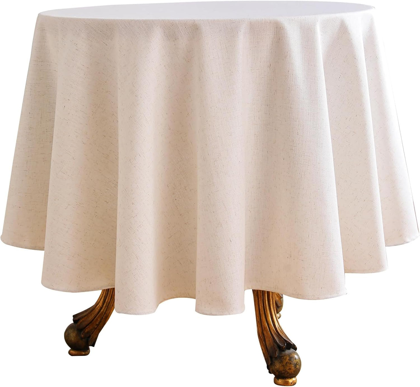 ISAENNE Ivory White Tablecloth for Round Tables,Linen Table Cloth Solid Color Plain Simplicity,Heavy Durable Table Cover for Dining Kitchen Decor Party Banquet,Diameter 55"