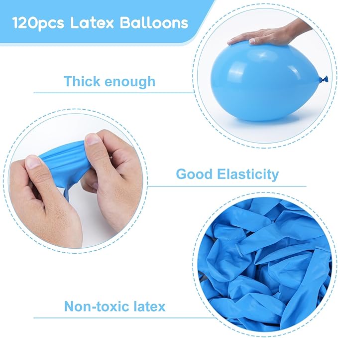 RUBFAC 120pcs Balloons for Birthday Baby Shower Graduation Anniversary Wedding Party Supplies Garland Arch Decoration,12 Inches,Light Blue