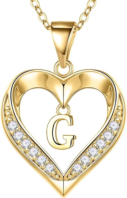 TURANDOSS Valentines Day Gifts for Kids Teen Girls - Heart Initial Necklaces, Dainty 14K Gold Plated CZ Heart Letter A-Z Pendant Necklace Trendy Jewelry Valentines Day Gifts for Wife Girlfriend