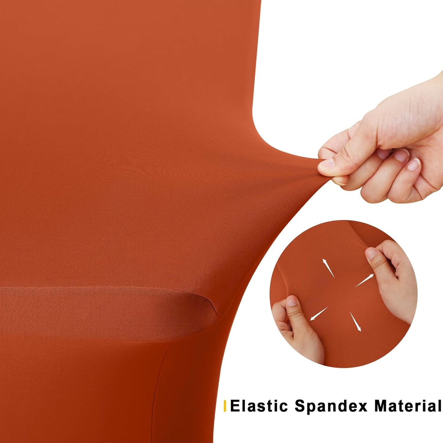 Smiry 2 Pack Spandex Table Cloth 8FT, Elastic Fitted Stretch Tablecloths, Washable and Wrinkle Free Rectangular Patio Table Cover for Outdoor, Wedding, Banquet & Parties (Rust, 96Lx30Wx30H Inch)