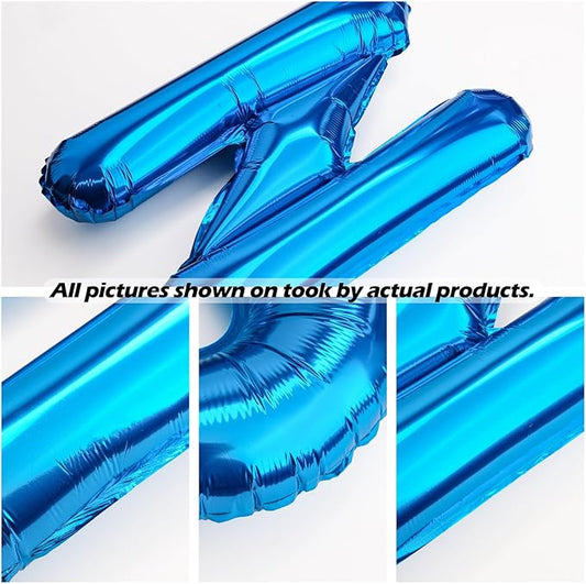 [52 PCS] 16" Foil Blue Letter Balloons 2 Sets of A-Z, Mylar Aluminum Hanging Alphabet for Graduation New Year eve Birthday Party Decorations